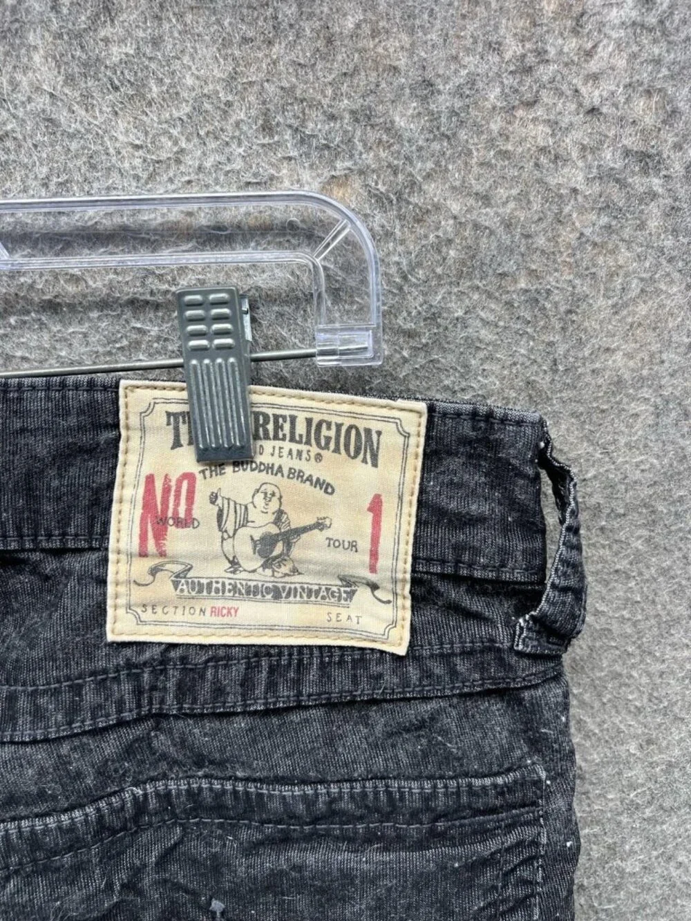 True Religion Ricky Jeans Men 34 Black Relaxed Straight Distressed Denim Vintage